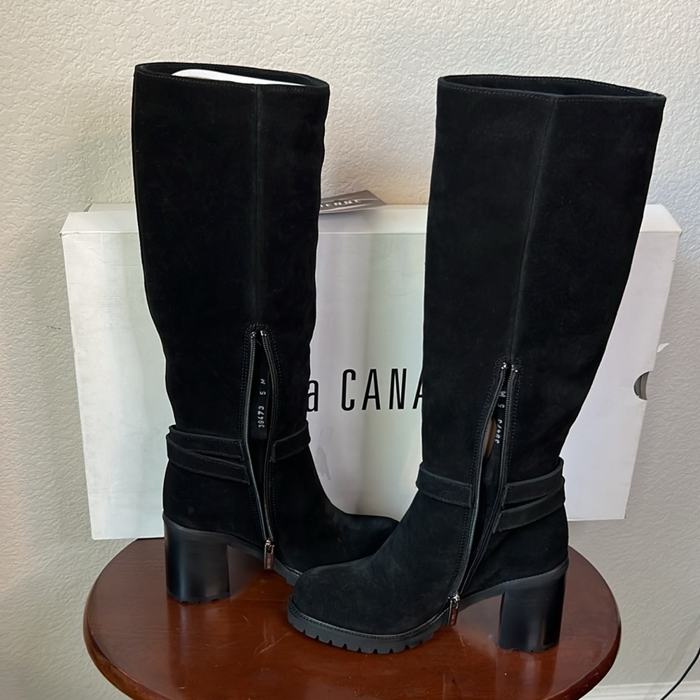 La Canadienne Paul Black Suede Knee Waterproof High Boots Size 5 - Picture 7 of 15